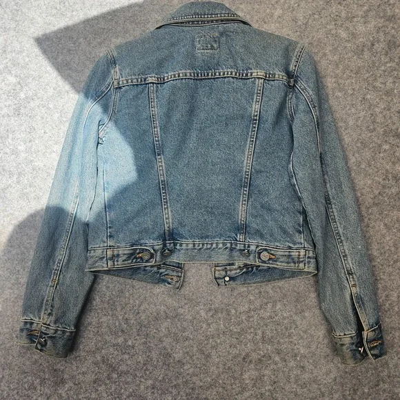 Crop Trucker Jacket Womens XS CALVIN KLEIN Blue VINTAGE Jeans Western Y2K USA